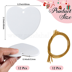 12 шт. фарфоровая термотрансферная сублимационная заготовка для подвесных украшений AJEW-SP0002-19A