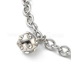 Bracciale con ciondolo a forma di sfera rotonda in zirconia cubica trasparente con catene in acciaio inossidabile 304 per donna&nbsp;BJEW-E108-11G