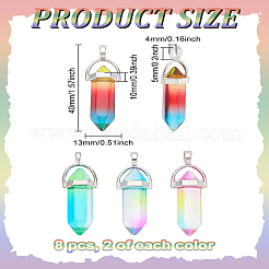 8 шт. 4-х цветные стеклянные двухконечные заостренные подвески&nbsp;GLAA-LP0001-19