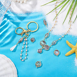 10 шт. 5 стиля латунные подвески-соединители из натуральной ракушки пауа&nbsp;KK-PH0012-91B