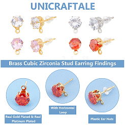 12 пара двухцветных латунных сережек-гвоздиков с кубическим цирконием KK-UN0001-82