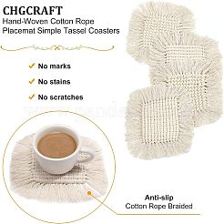 Салфетка ручной работы из хлопковой веревки простые подставки с кисточками AJEW-CA0002-13