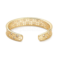 Браслеты-манжеты с прозрачным кубическим цирконием из латуни с микропаве&nbsp;BJEW-A116-05G