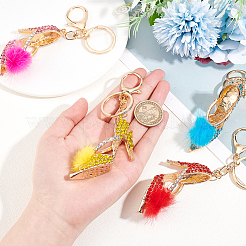 4 шт. 4 цвета меховой шарик туфли на высоком каблуке со стразами подвеска брелок&nbsp;KEYC-GA0001-28