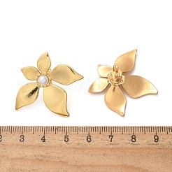 Серьги-гвоздики в форме цветка из нержавеющей стали 304 и АБС-пластика с имитацией жемчуга EJEW-S253-23G