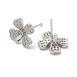 Серьги-гвоздики из латуни с прозрачным фианитом EJEW-B035-16P