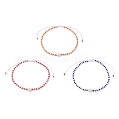 3 pz 3 stili regolabili perle finte rotonde e turchese sintetico tinto e perline di vetro cavigliere intrecciate&nbsp;AJEW-AN00672