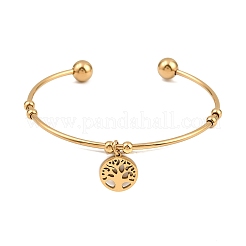 10 Stück Ionenplattierung (IP) 304 Edelstahl-Manschettenarmbänder&nbsp;BJEW-M284-20G-01