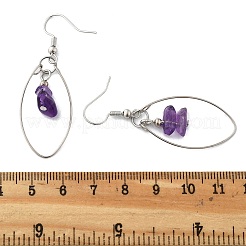 Болтающийся серьги природный аметист X-EJEW-JE02150-03