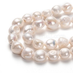 天然養殖淡水パールビーズ連売り  ポテト  ホワイト  12~18x11~17mm  穴：0.8mm  約28個/連  1.36~1.38インチ（34.5~35cm）&nbsp;PEAR-L033-41B-01