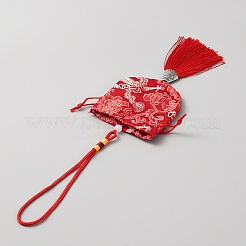 Taschenanhänger aus Brokat mit Drachenmuster&nbsp;HJEW-WH0036-73C