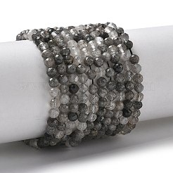 Натуральные турмализированные кварцевые бусинки&nbsp;G-L651-C10-4mm