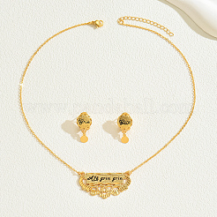 Комплекты из серег-гвоздиков и ожерелий с подвесками из сплава и прямоугольника с надписью для женщин&nbsp;RS2202