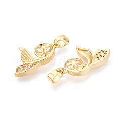 Латунные микро-паве прозрачные кубические цирконии европейские подвески-шармы&nbsp;KK-N276-16G