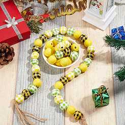 110pcs perles en bois naturel peintes&nbsp;sgWOOD-SZ0001-09