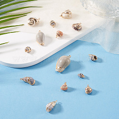 14 pz 7 stili pendenti in conchiglia mista naturale elettroplaccata&nbsp;BSHE-TA0001-34A