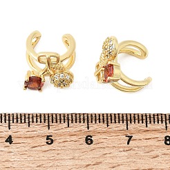 Boucles d'oreilles manchette en laiton cerise serties de micro-pavés de zirconiums cubiques&nbsp;LS-EJEW-C186-13G