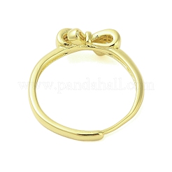 Регулируемые кольца из латуни с бантом и микро-паве с прозрачным фианитом для женщин RJEW-P124-04G