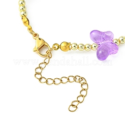 Bracciale con perline di vetro a forma di fiore e farfalla con fermagli in acciaio inossidabile 304&nbsp;BJEW-JB09585