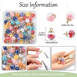 50 шт. 10-х цветные стеклянные круглые подвески&nbsp;GLAA-YW0004-54