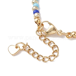 Браслет из натурального жемчуга и нержавеющей стали 201 со звездой и бисером BJEW-JB10118-01