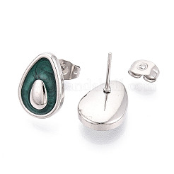 Boucles d'oreilles à tige en acier inoxydable 304 et émail&nbsp;EJEW-T047-23P