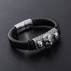 Braccialetti in cordino di pelle PU intrecciata punk&nbsp;JD5649-2