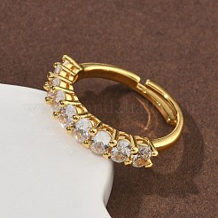 Латунные микро проложить пальцев кольца кубического циркония RJEW-H258-12G