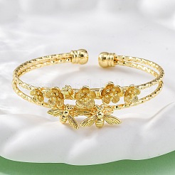 Латунь манжеты браслеты&nbsp;BJEW-U025-01G-02