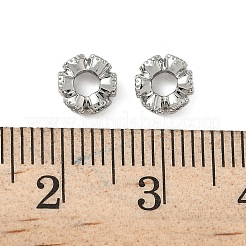 真鍮製マイクロパヴェキュービックジルコニアビーズ  ラウンド  プラチナ  6x2.5mm  穴：2.5mm&nbsp;KK-S350-05P