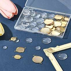 Наборы для изготовления соединителей для кабошонов из нержавеющей стали 201 своими руками DIY-FS0008-30