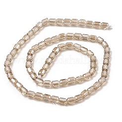 電気メッキ透明ガラスビーズ連売り  多面カット  コラム  バリーウッド  5.5x4mm  穴：1mm  約75個/連  15.55~15.67インチ（39.5~39.8cm）&nbsp;GLAA-C029-02A-07