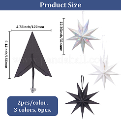 6 шт. 3-х цветная бумажная подвеска в виде звезды&nbsp;HJEW-GF0001-66B