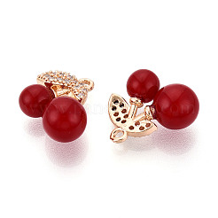 Подвески из латуни с микропаве из кубических цирконий и акрила&nbsp;KK-T074-66KCG