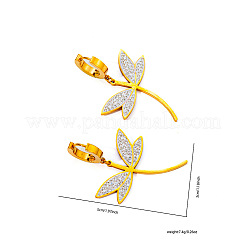 Серьги-кольца из нержавеющей стали со стразами в виде стрекозы FS-WGEBED8-02