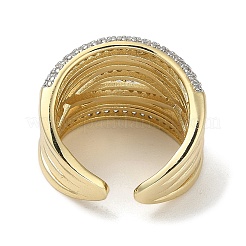 Кольца-манжеты для пальцев из латуни с микропаве из кубического циркония для женщин&nbsp;RJEW-C114-16B-G