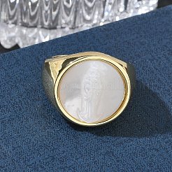 Anillos abiertos para brazalete de latón y concha blanca&nbsp;KK-CBA56EF-42B-G