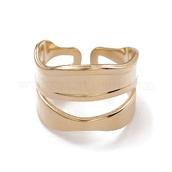 Ионное покрытие (ip) 304 нержавеющая сталь твист-волна открытые манжеты кольца для женщин RJEW-G285-26G