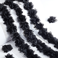 3dシフォンレーストリム  装飾用アップリケリボン  花  ブラック  1-7/8インチ（49mm）&nbsp;OCOR-GF0001-82
