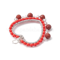 Подвески из натуральной красной яшмы и стеклянных бусин в проволочной оплетке PALLOY-MZ00201