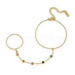 Браслеты-кольца из нержавеющей стали 304 с кубическим цирконием для женщин EC0256