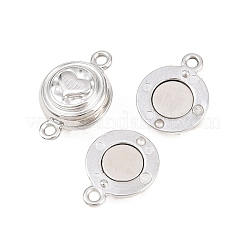 ループ付き304ステンレススチール製マグネット留め具  丸い穴  ハート付きフラットラウンド  9x14x5mm  穴：1.2mm&nbsp;STAS-P452-04B-P
