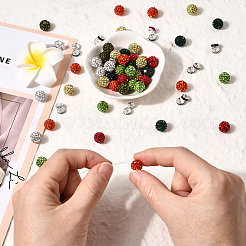 Рождественская тема 84 шт. 7 цвета ручной работы из полимерной глины со стразами круглые бусины RB-PA0001-06