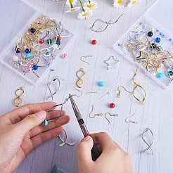 DIY ビーズ ダングル イヤリング作成キット  真鍮のピンチベイルを含む  アイアン製ピアスフック  丸いガラス & abs プラスチック パール & ジェムストーン ビーズ  ミックスカラー  138個/箱&nbsp;DIY-SZ0009-04