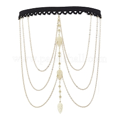Латунные многослойные листовые кисточки цепи для бедер и ног AJEW-AN00656