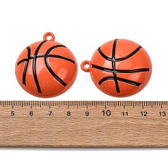 焼付塗装合金ペンダント  バスケットボールのチャーム  レッドオレンジ  39.5x34.5x10mm  穴：3mm&nbsp;AL-CBAFE77-02A-08