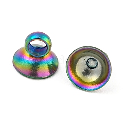 304ステンレススチールビーズキャップペンダントベイル  グローブガラスバブルカバーペンダント用  虹色  4mm  穴：1.50mm&nbsp;STAS-G224-24M-06