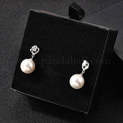 925 серебряное прозрачное кубическое циркониевое сердце с круглыми подвесками-серьгами EJEW-L300-05P