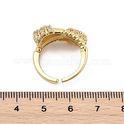 Латунные кольца-манжеты с микропаве и прозрачным цирконием для женщин RJEW-S622-08G