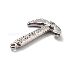 変色しない304ステンレススチールペンダント  テクスチャ  ハンマー  ステンレス鋼色  34x21.5x4.5mm  穴：1.8mm&nbsp;STAS-B024-14P